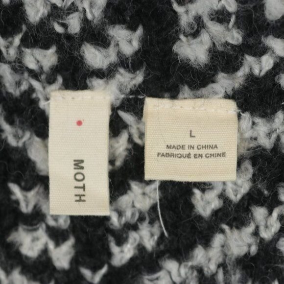 Moth Solita Women's Large Gray Black Wool & Alpaca Funnel Neck Oversize Sweater - Picture 9 of 10